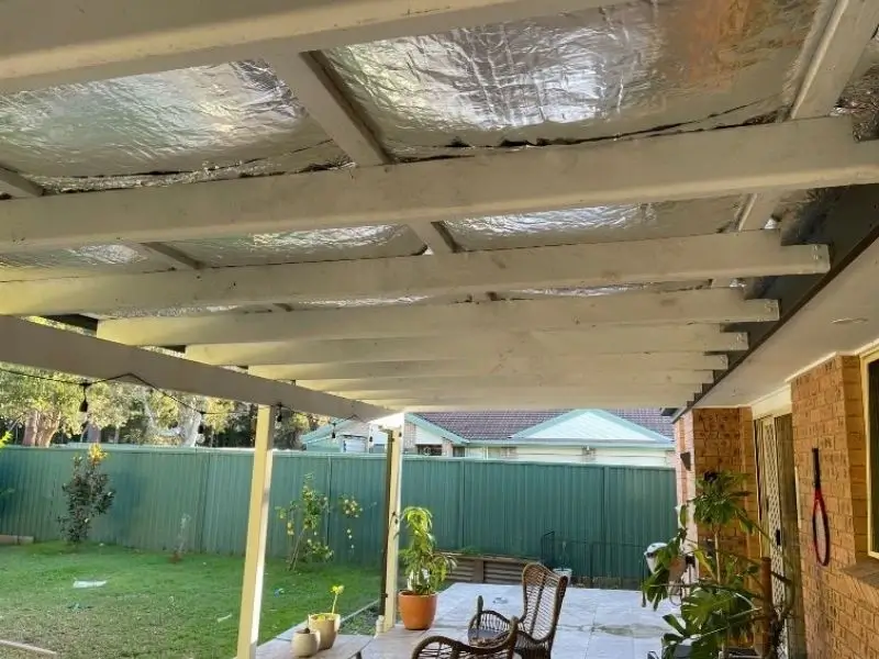 before photo of external pergola ceiling plastering