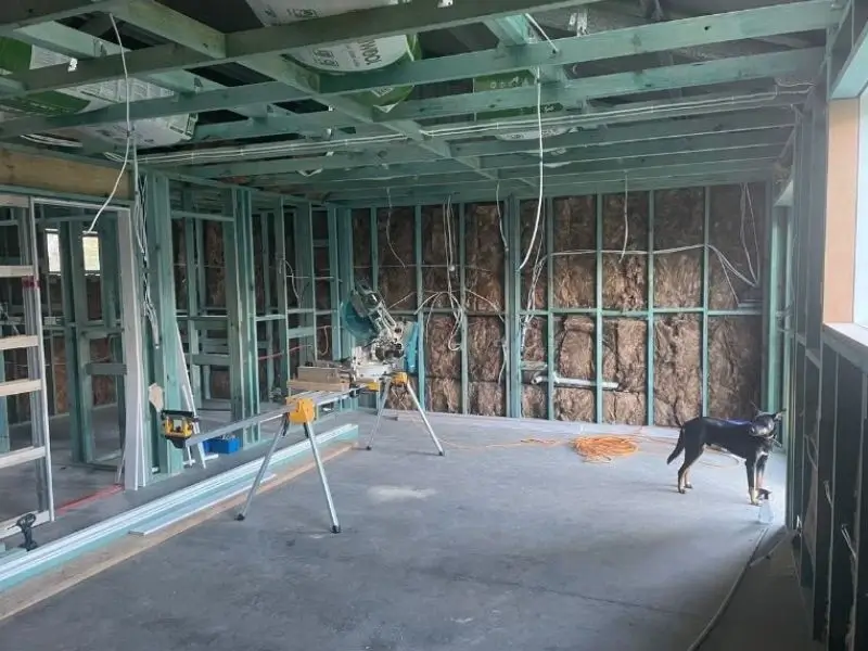 before plasterboard installation in renovation