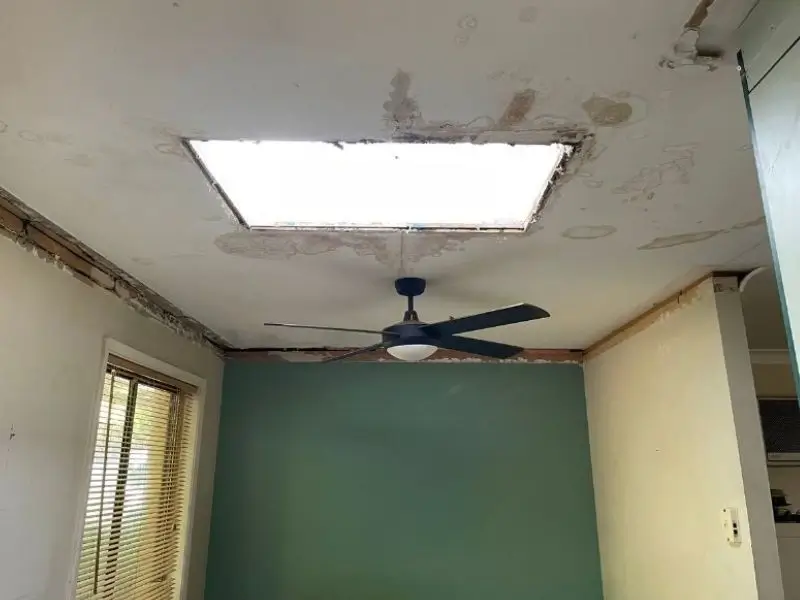 before shot of water damaged ceiling