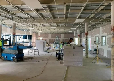 Suspended ceiling grid installation in Rochedale at a large commercial fit-out before panel fitting